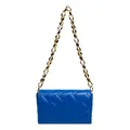Chic bright blue quilted crossbody bag with luxury gold thick chain strap for women - Blue