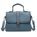 Klassieke blauwe leren crossbodytas met brede schouderband en metalen sluiting - Blauw