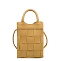 Ginger yellow woven crossbody bag with rectangular shape and rounded top handle - Yellow