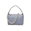 Borsa lavanda in ecopelle con trama litchi e catena decorativa di perle - Viola