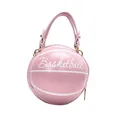 Sac bandoulière créatif en forme de basket rose avec lettrage Basketball blanc - Rose