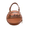 Sac à main rond original en forme de basket marron avec poignée et texte brodé - Marron