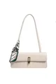 Borsa baguette bianco crema con trama a coccodrillo ed elegante dettaglio in seta - Bianco