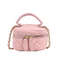 Mini borsa cosmetica rosa trapuntata in pelle PU con tracolla a catena d'oro - Piccolo / Rosa