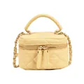 Mini borsa cosmetica trapuntata in ecopelle gialla chiara con tracolla a catena oro - Piccolo / Giallo