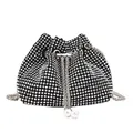 Borsa a secchiello nera con strass, catena d'argento e dettagli in perle eleganti - Argento