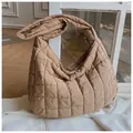 Borsa hobo trapuntata kaki con design a nuvola e grande capacità per il pendolarismo - Cachi