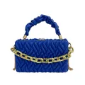 Quilted blue handbag with stylish gold chunky chain and versatile crossbody strap - Blue