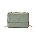 Borsa a tracolla verde salvia con catena dorata e logo cervo in pelle dallo stile moderno - Verde