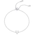 Minimalist stainless steel heart bracelet with adjustable sliding clasp on white background - Solid Heart (s999) / 14k / 1 Piece / Silver