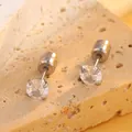 Boucles d'oreilles clous en acier titane argenté avec zircons ronds sertis à quatre griffes - 4mm / Argent