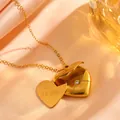 Collier médaillon cœur en acier inoxydable plaqué or 18 carats avec gravure Te Amo - Style Gravé Te Amo(1) / Or