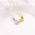Matching couple necklaces with silver lock and gold key pendants in stainless steel - Key and Lock