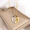 Couples heart jigsaw puzzle necklace in gold and silver with cupid arrow design - Heart with Arrow