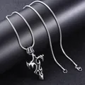 Men's hip-hop cross pendant with wolf fang design and black enamel on a silver snake chain - Black Enamel Cross (Snake Chain)