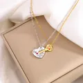 Colliers de couple en acier titane avec pendentifs cœur et clé et gravure I LOVE YOU sur soie - Style Coeur et Clé Épissé