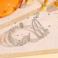 Orecchini a perno a tre strati in acciaio inossidabile argento con corda intrecciata - Geometrico a U Argento