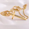 Gold plated hip hop cross necklace for men featuring engraved Bible verse and box chain - Gold Side-Engraved Cross (Box Chain)