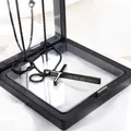 Men's hip hop black stainless steel cross necklace with engraved verse and display box - Black Side-Engraved Cross (Box Chain)