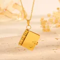 Collier médaillon livre en acier inoxydable plaqué or 18 carats avec design de cœur - 74 Or Collier Personnalisable