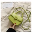 Lime green minimalist crossbody bag with top handle and round buckle decoration - Green