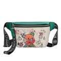 Bolso de pecho estilo grafiti en beige y verde con correa de hombro ancha con letras - Verde