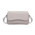 Elegante hellgraue Baguette-Tasche mit Lychee-Textur und silbernen Metallelementen - Grau