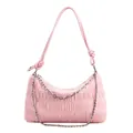 Bolso de hombro rosa fruncido con diseño de nubes y detalle de cadena plateada - Rosa