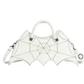 Gothic witte handtas in de vorm van een vleermuis met zwart spinnenweb borduursel - Wit