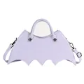Gothic lavendel handtas in vleermuisvorm met wit geborduurde spinnenwebversiering - Violet