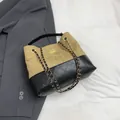 Bolso bandolera acolchado bicolor caqui y negro con cadena dorada - Caqui