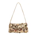 Elegant gold sequin shoulder bag for women with dual-layer glitter textures and slim strap - Gold