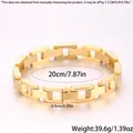 Détail d'un bracelet à maillons en acier titane doré avec mesure de 20cm de long et 0,9cm - Chaîne Creuse Bracelet de Montre / Or