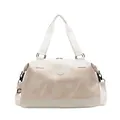 Elegante bolso de viaje beige con patrón de mármol, gran capacidad y correa de hombro - Blanco Roto