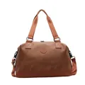 Bolso de viaje de cuero marrón con correa ajustable y diseño de gran capacidad - Naranja