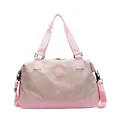 Bolso de viaje rosa y marrón claro con asas dobles y correa de hombro ajustable - Rosa