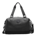 Sac de voyage noir en toile imperméable avec logo embossé et bandoulière amovible - Noir