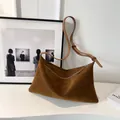 Brown vintage frosted suede pillow bag with adjustable strap and silver hardware - Brown