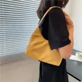 Fashionable bright yellow pleated cloud shoulder bag in soft matte leather style - Yellow