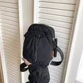 Sac bandoulière en nylon noir avec cordon, bandoulière large et broderie Duo ning - Noir