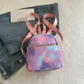 Mini backpack with purple and pink star gradient pattern and heart love print details - Purple