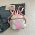Mini tie-dye backpack in pastel macaron colors with pink straps and gold floral zippers - Yellow