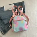 Mini backpack in pink, yellow and blue gradient tie-dye with heart love patterns - Green