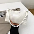 Minimalistische beige Cord-Einkaufstasche mit Rundkordelriemen und Zierknoten - Weiß