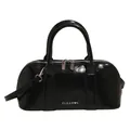 Bolso de mano negro brillante con herrajes plateados y correa ajustable para mujer - Negro Sin Colgante