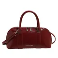 Bolso Boston rojo oscuro brillante con logo Clear K plateado y correa de hombro extraíble - Rojo sin colgante