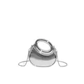 Ασημί γεωμετρική ακρυλική τσάντα clutch με μεταλλική αλυσίδα για βραδινές εμφανίσεις - Ασημί
