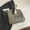 Olijfgroene draagtas met zwarte stippen en stevige nylon handvatten voor dames - Groen