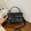 Classic black quilted square handbag with matching accessory pouch and gold hardware - Black