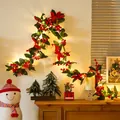 Ghirlanda natalizia con bacche rosse foglie verdi e luci LED a stringa calda - Vite di Fiori Rosso Verde Con 2m 20 Luci
